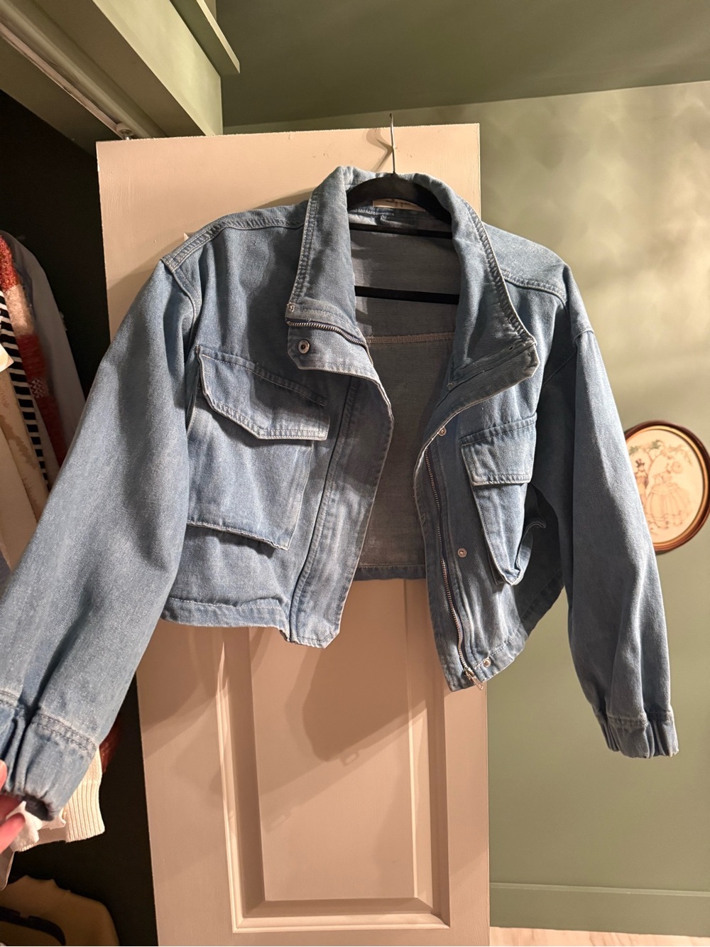 Cropped Light Blue Denim Jacket - Women's Jean Jacket